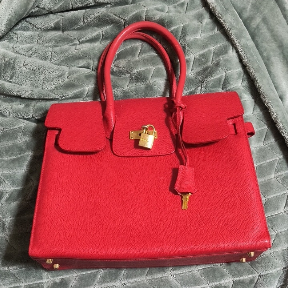 Francesco Rogani Red Leather Satchel Bag